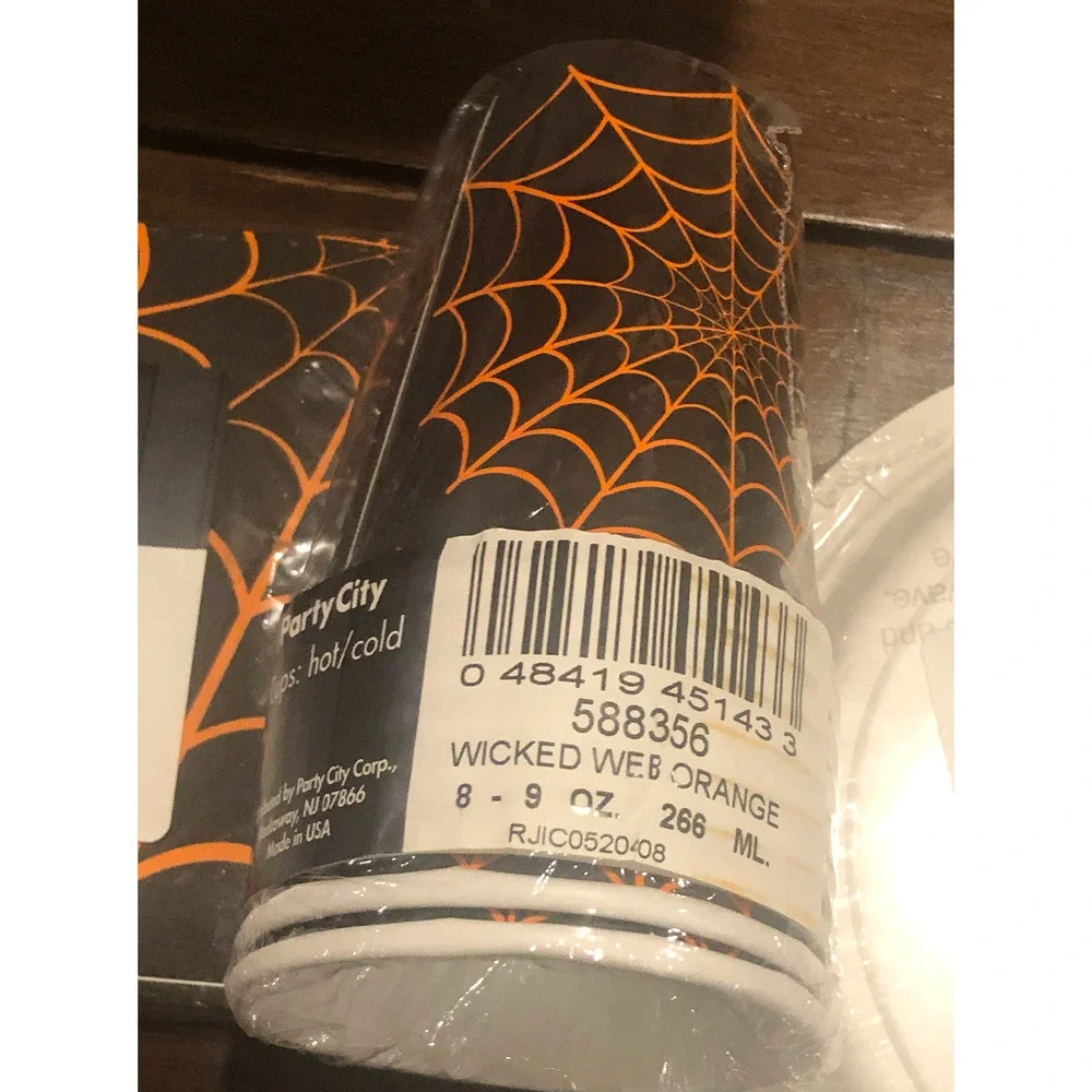 NWT HALLOWEEN PARTY Bundle Dessert Plates Napkins Cups Set Spider‎ Web Spider